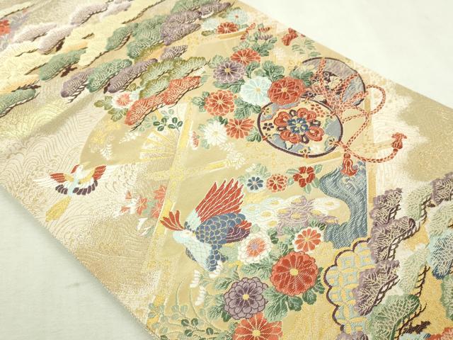 平和屋本店▼全通柄袋帯　桃山宝華松文　本金箔二重　正絹　逸品　DABI1339sf
