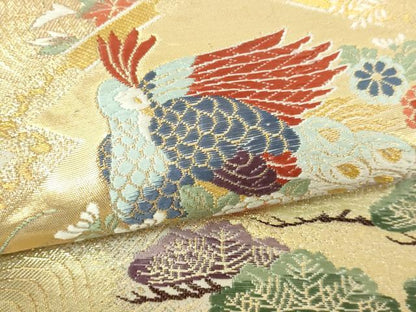 平和屋本店▼全通柄袋帯　桃山宝華松文　本金箔二重　正絹　逸品　DABI1339sf