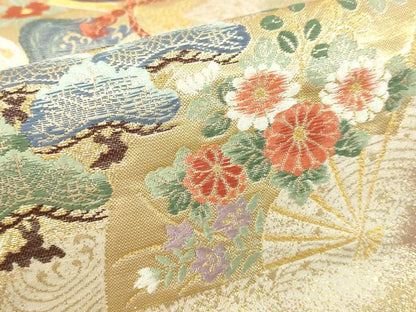 平和屋本店▼全通柄袋帯　桃山宝華松文　本金箔二重　正絹　逸品　DABI1339sf
