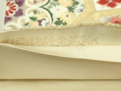 平和屋本店▼六通柄袋帯　唐織　九百錦　鳳凰正倉院花文　純金箔24Ｋ　正絹　逸品　DABI1340sf