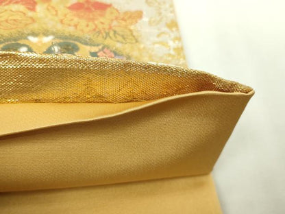 平和屋本店▼六通柄袋帯　麗華錦　鳳凰正倉院花文　本金箔　正絹　逸品　DABI1342sf