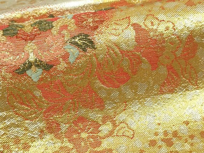 平和屋本店▼六通柄袋帯　麗華錦　鳳凰正倉院花文　本金箔　正絹　逸品　DABI1342sf