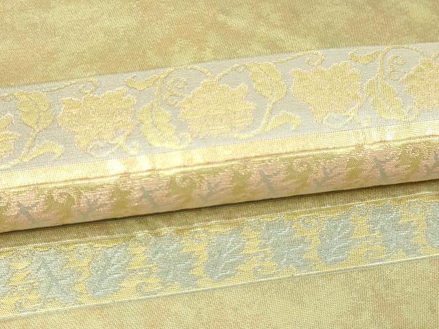 平和屋本店▼六通柄袋帯　利休裂間道　本金箔　正絹　逸品　DABI1346sf