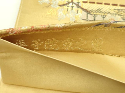 平和屋着物▼六通柄袋帯　平等院京之里　漆金九百錦　正絹　逸品　DABI1358sf