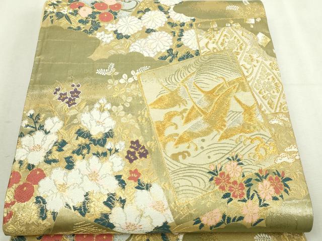 平和屋本店▼六通柄袋帯　琳派銘稚文　本金箔　正絹　逸品　DABI1363sf