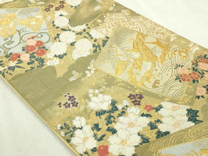 平和屋本店▼六通柄袋帯　琳派銘稚文　本金箔　正絹　逸品　DABI1363sf