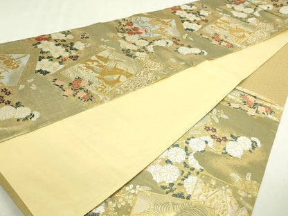 平和屋本店▼六通柄袋帯　琳派銘稚文　本金箔　正絹　逸品　DABI1363sf