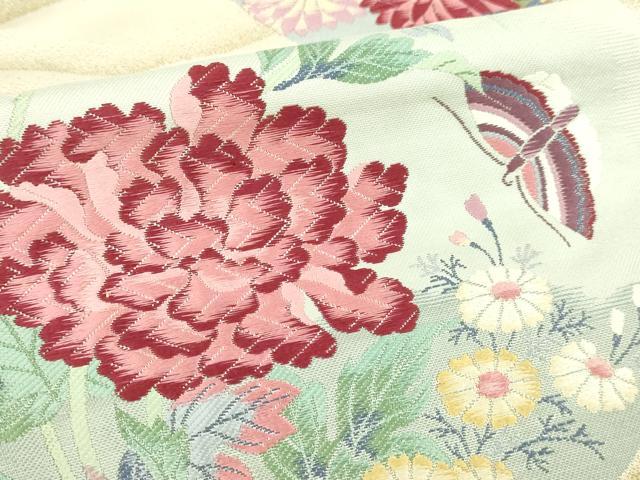 平和屋本店▼「美しいキモノ」お馴染みのメーカー　となみ織物　六通柄袋帯　唐織　花鳥文　純金箔　正絹　逸品　DABI1364sf