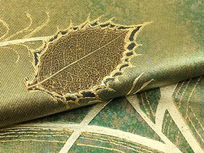 平和屋本店▼太鼓柄袋帯　草葉文　ケミカルシルク箔　純金　正絹　逸品　DABI1365sf