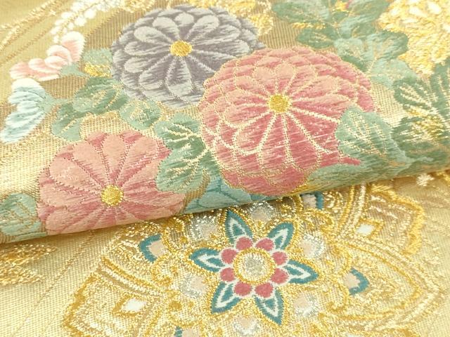 平和屋本店▼六通柄袋帯　草花華文　本金箔　正絹　逸品　DABI1366sf