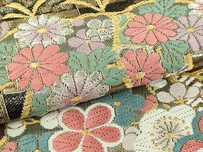 平和屋本店▼六通柄袋帯　唐織　歌雅　本金二重箔　正絹　逸品　DABI1373sf