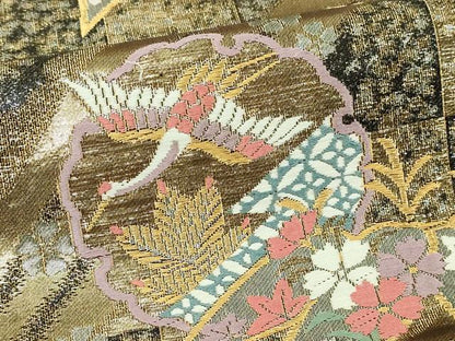 平和屋本店▼六通柄袋帯　唐織　歌雅　本金二重箔　正絹　逸品　DABI1373sf