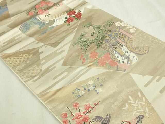 平和屋本店▼六通柄袋帯　裂箔御所車　純金二重箔　正絹　逸品　DABI1378sf