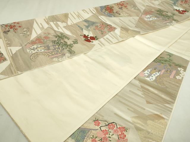 平和屋本店▼六通柄袋帯　裂箔御所車　純金二重箔　正絹　逸品　DABI1378sf
