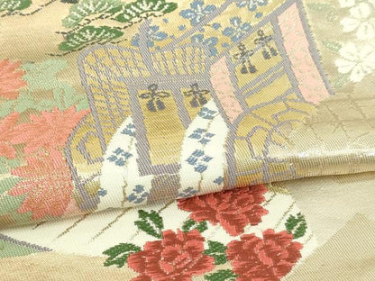平和屋本店▼六通柄袋帯　裂箔御所車　純金二重箔　正絹　逸品　DABI1378sf