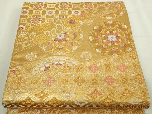 平和屋本店▼六通柄袋帯　正倉院花文　純金二重箔　正絹　逸品　DABI1388sf