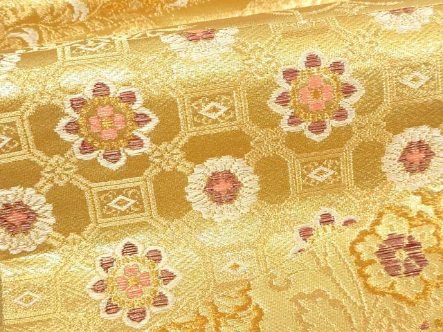 平和屋本店▼六通柄袋帯　正倉院花文　純金二重箔　正絹　逸品　DABI1388sf