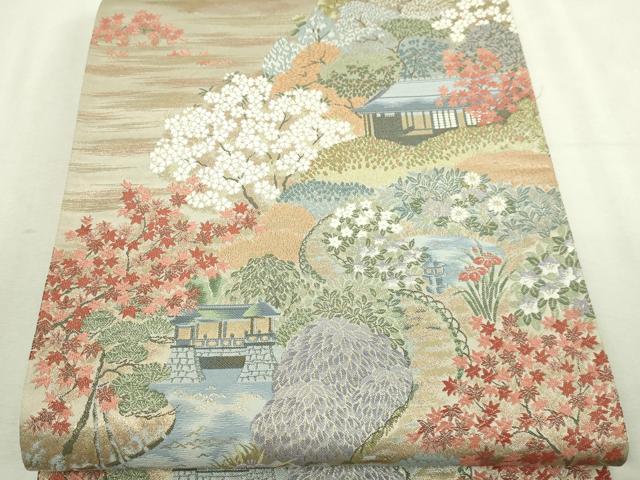 平和屋本店▼六通柄袋帯　修学院離宮　本金京百景　正絹　逸品　DABI1391sf