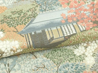 平和屋本店▼六通柄袋帯　修学院離宮　本金京百景　正絹　逸品　DABI1391sf