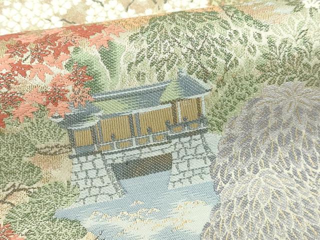 平和屋本店▼六通柄袋帯　修学院離宮　本金京百景　正絹　逸品　DABI1391sf