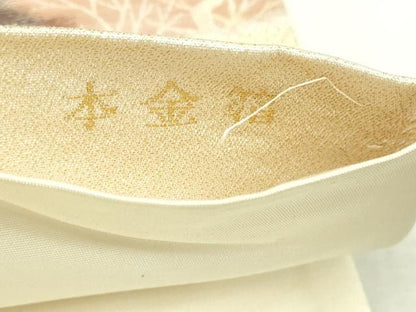 平和屋本店▼六通柄袋帯　風景草花文　本金箔　正絹　逸品　DABI1396sf