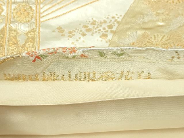 平和屋本店▼六通柄袋帯　蜀甲桃山四季花鳥　弐拾四金箔　正絹　逸品　DABI1401sf