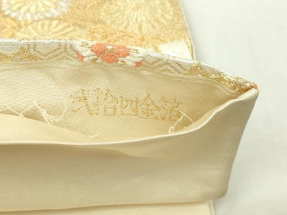 平和屋本店▼六通柄袋帯　蜀甲桃山四季花鳥　弐拾四金箔　正絹　逸品　DABI1401sf