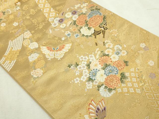 平和屋本店▼西陣　精華織物謹製　六通柄袋帯　秀鳳錦　本金弐重箔　証紙付き　正絹　逸品　DABI1402sf
