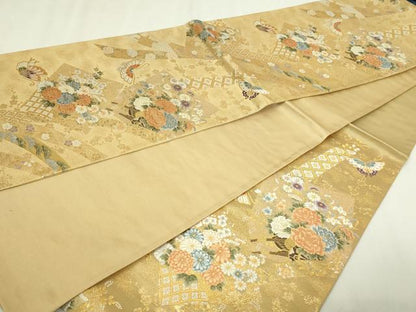 平和屋本店▼西陣　精華織物謹製　六通柄袋帯　秀鳳錦　本金弐重箔　証紙付き　正絹　逸品　DABI1402sf
