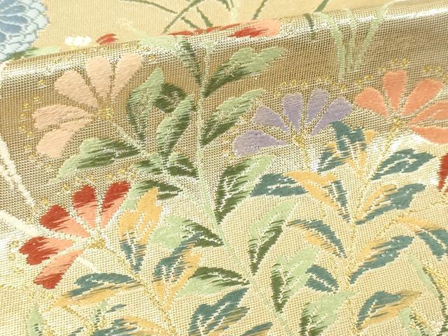 平和屋本店▼六通柄袋帯　唐織　華園御所文　九百本金弐重織　正絹　逸品　DABI1403sf