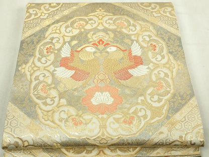 平和屋本店▼六通柄袋帯　天平瑞鳥華文　24ｋ　二重箔　正絹　逸品　DABI1407sf