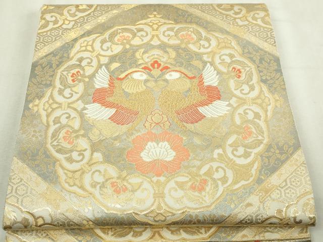 平和屋本店▼六通柄袋帯　天平瑞鳥華文　24ｋ　二重箔　正絹　逸品　DABI1407sf