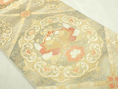 平和屋本店▼六通柄袋帯　天平瑞鳥華文　24ｋ　二重箔　正絹　逸品　DABI1407sf