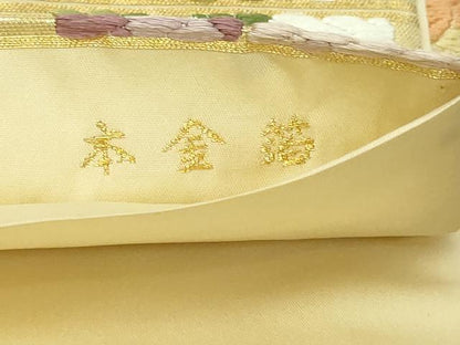 平和屋本店▼六通柄袋帯　唐織　草花文　本金箔　正絹　逸品　DABI1423sf