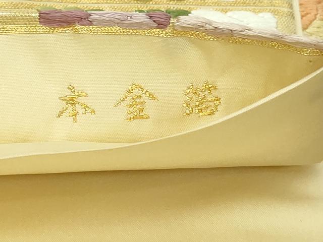 平和屋本店▼六通柄袋帯　唐織　草花文　本金箔　正絹　逸品　DABI1423sf