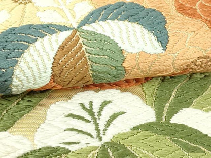 平和屋本店▼六通柄袋帯　唐織　草花文　本金箔　正絹　逸品　DABI1423sf