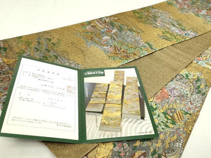 平和屋本店▼全通柄袋帯　京洛祇園祭還幸絵巻　弐拾四金箔使用　分析通知書付き　正絹　逸品　DABI1425sf