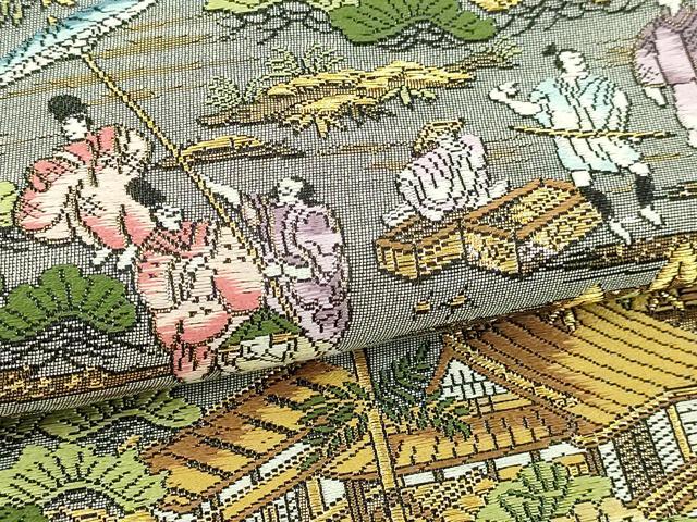 平和屋本店▼全通柄袋帯　京洛祇園祭還幸絵巻　弐拾四金箔使用　分析通知書付き　正絹　逸品　DABI1425sf