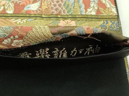 平和屋本店▼六通柄袋帯　唐織　舞楽誰が袖　本金箔　正絹　逸品　DABI1426sf