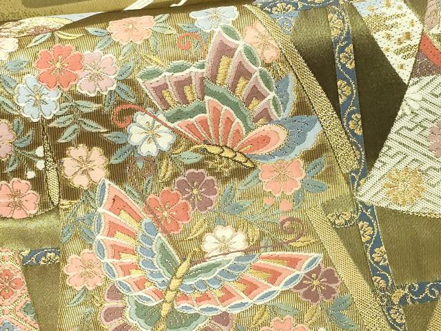 平和屋本店▼六通柄袋帯　唐織　舞楽誰が袖　本金箔　正絹　逸品　DABI1426sf