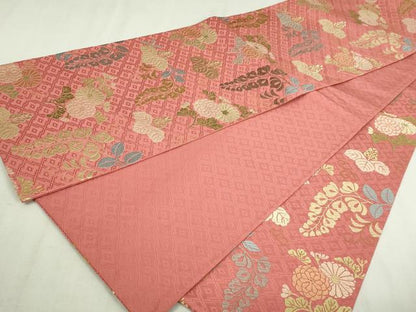 平和屋本店▼六通柄袋帯　唐織　桐藤菊花文　本金箔草木染　正絹　逸品　DABI1427sf