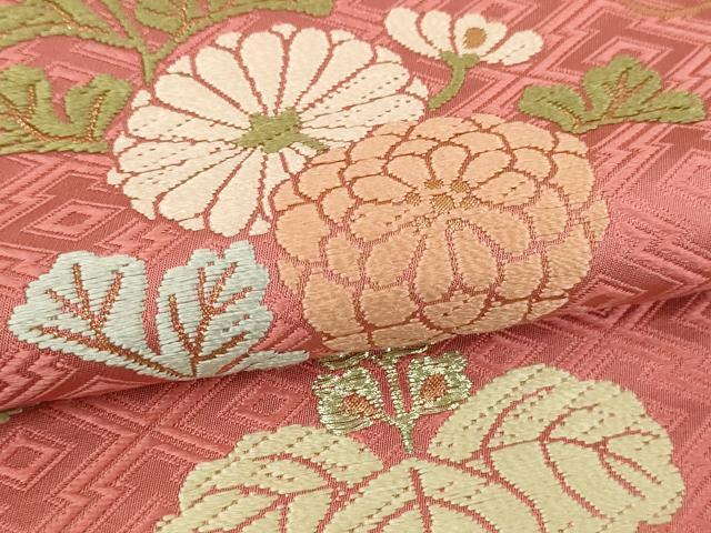 平和屋本店▼六通柄袋帯　唐織　桐藤菊花文　本金箔草木染　正絹　逸品　DABI1427sf