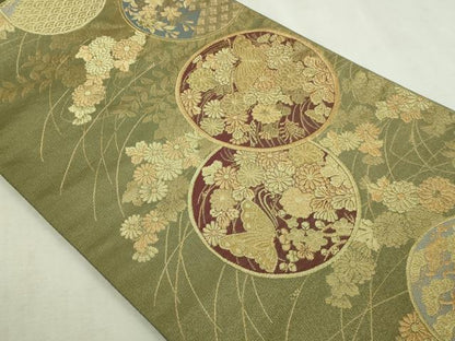 平和屋本店▼六通柄袋帯　本金箔蒔絵　正絹　逸品　DABI1428sf