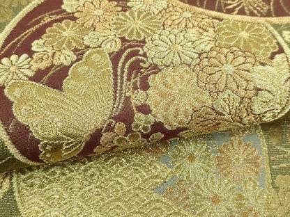 平和屋本店▼六通柄袋帯　本金箔蒔絵　正絹　逸品　DABI1428sf