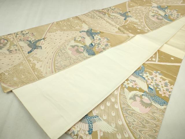 平和屋本店▼六通柄袋帯　唐織　花鳥遊生文　本金箔　正絹　逸品　DABI1429sf