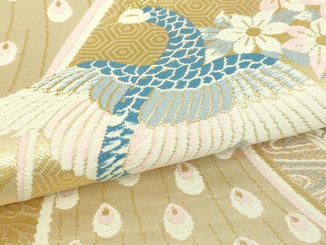 平和屋本店▼六通柄袋帯　唐織　花鳥遊生文　本金箔　正絹　逸品　DABI1429sf