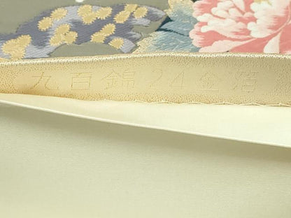 平和屋本店▼六通柄袋帯　唐織　九百錦　草花文　しよう美　24金箔　正絹　逸品　DABI1430sf