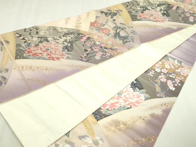 平和屋本店▼六通柄袋帯　唐織　九百錦　草花文　しよう美　24金箔　正絹　逸品　DABI1430sf
