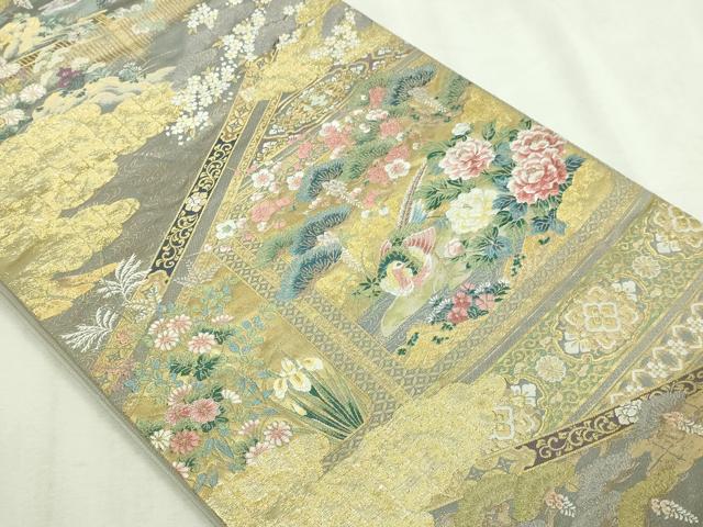 平和屋本店▼西陣　いづくら謹製　六通柄袋帯　唐織　御帳錦　古都遠望　壱仟貮百細密織　本金箔　上代40万 証紙付き 正絹 逸品 DABI1431sf