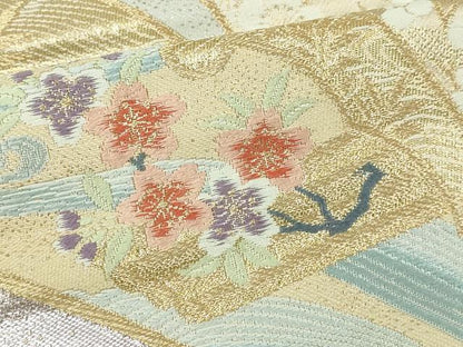 平和屋本店▼六通柄袋帯　唐織　九百錦　献華の文様　24Ｋ本金箔　正絹　逸品　DABI1432sf
